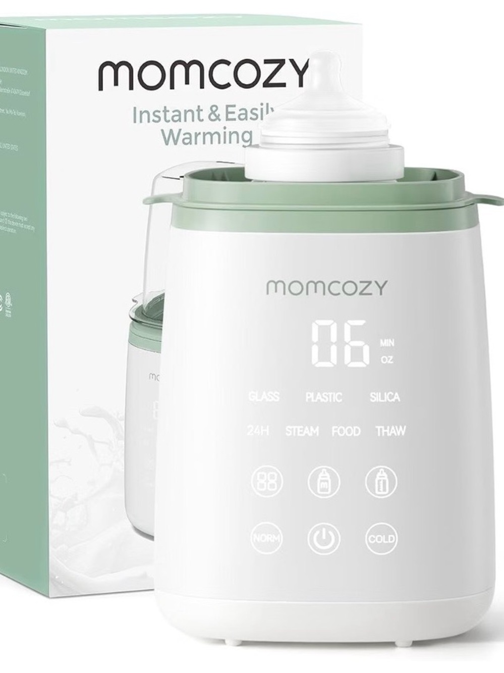 Momcozy Bottle Warmer in Sage Green — Instant & Easy Warming